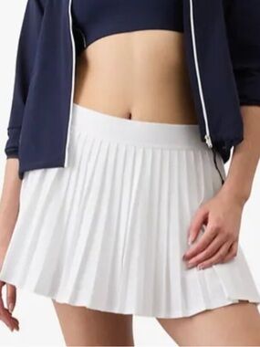 ATHLETA MATCH POINT PLEATED TENNIS LASERCUT SKORT WHITE SKIRT LARGE